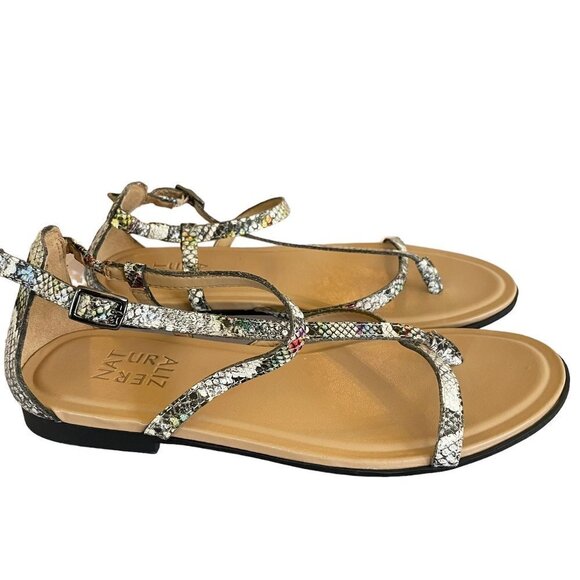 Naturalizer Tinsley Sandals Womens 6W EU 36 Wide Leather Faux Snakeskin Flat - Picture 3 of 10